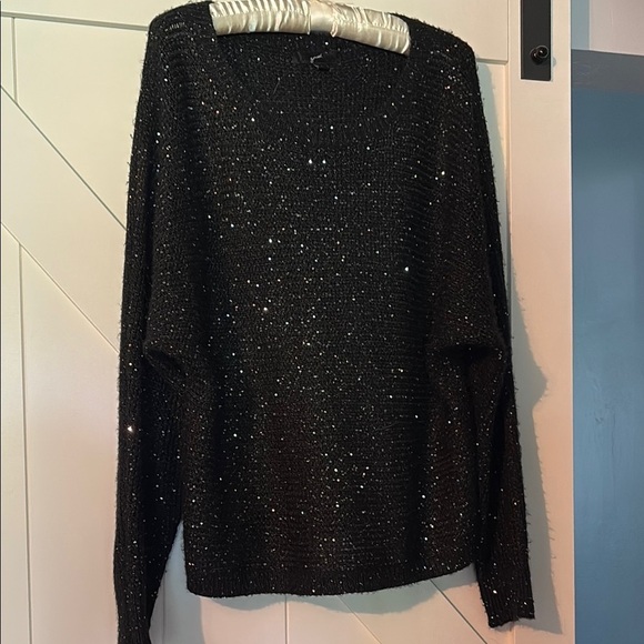 GNW Sweaters - Black Sparkle Funnel Shape Women's Sweater Size L